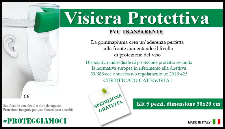 Visiera protettiva in pvc trasparente